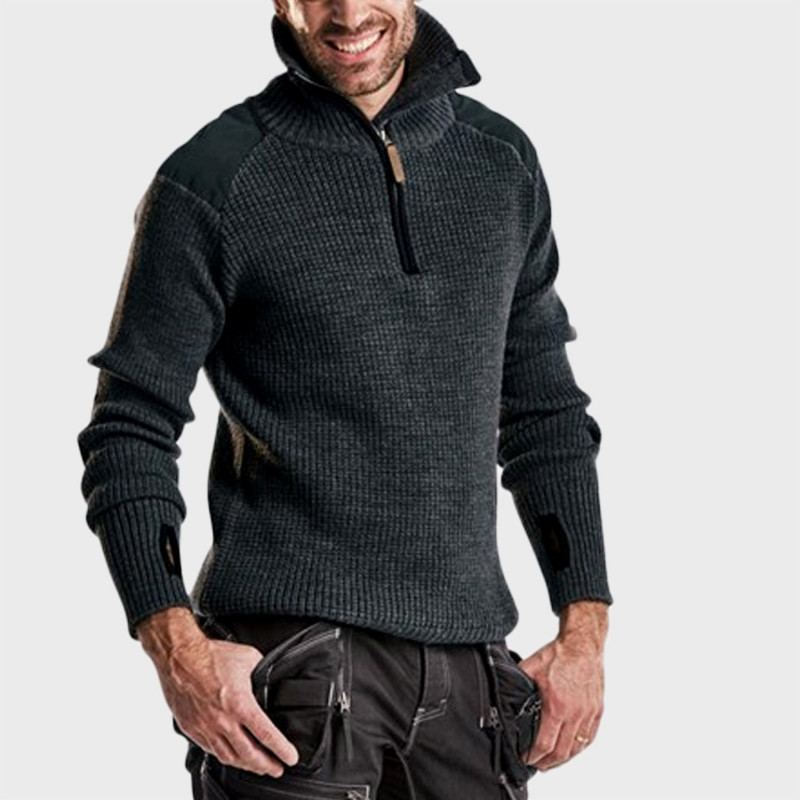 Sweat Polaire Doublé - Zip Col Montant - Chaud Et Pratique Pour L'hiver Et Le Travail