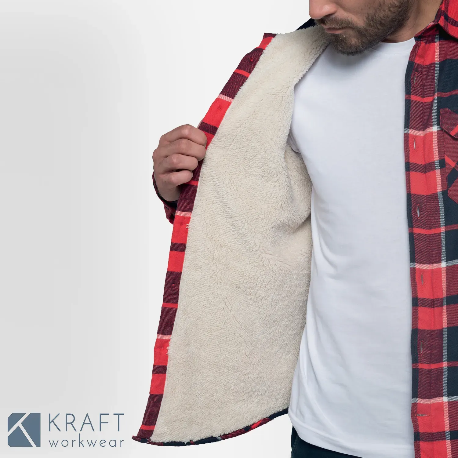 Chemise de travail à carreaux doublée Sherpa