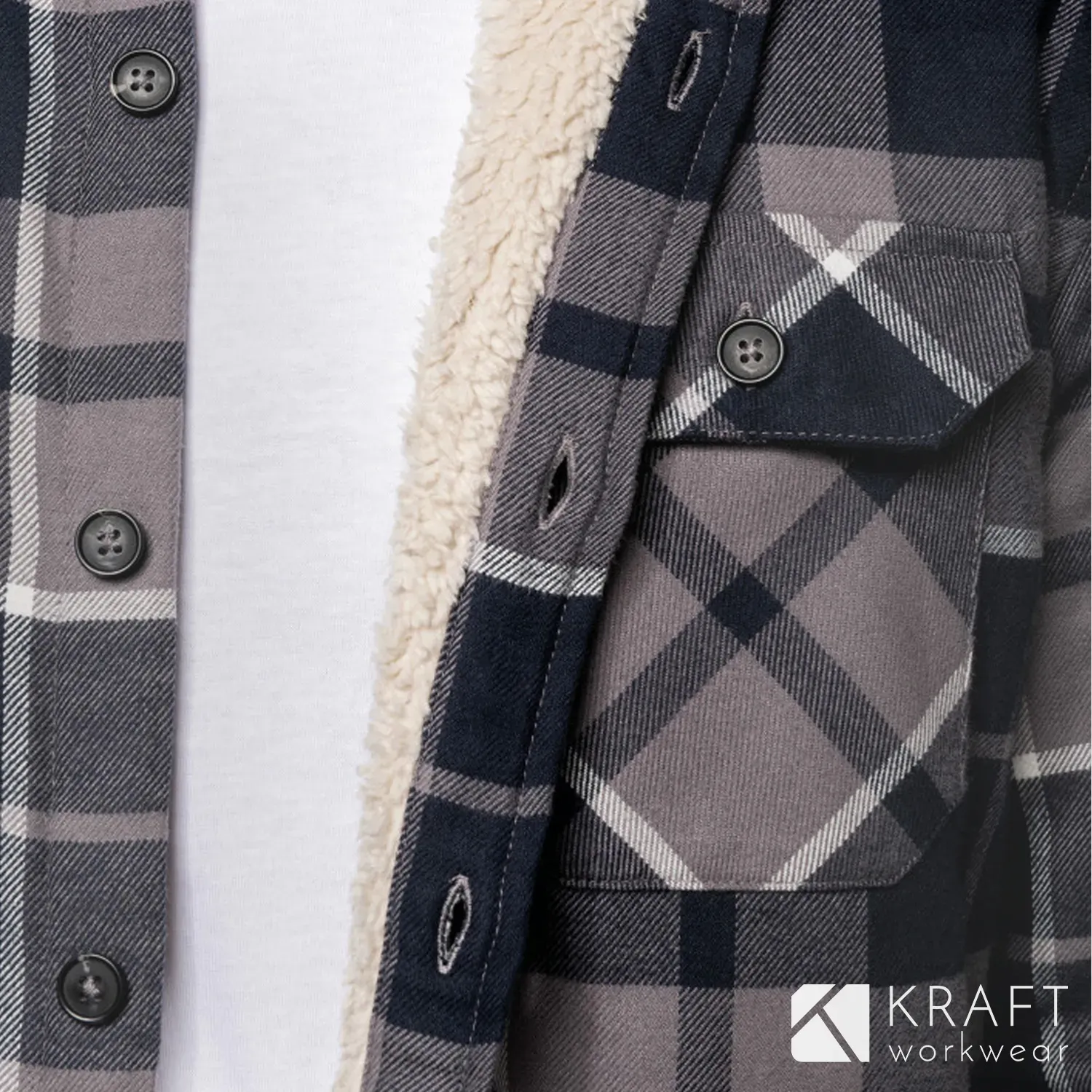 Chemise de travail à carreaux doublée Sherpa