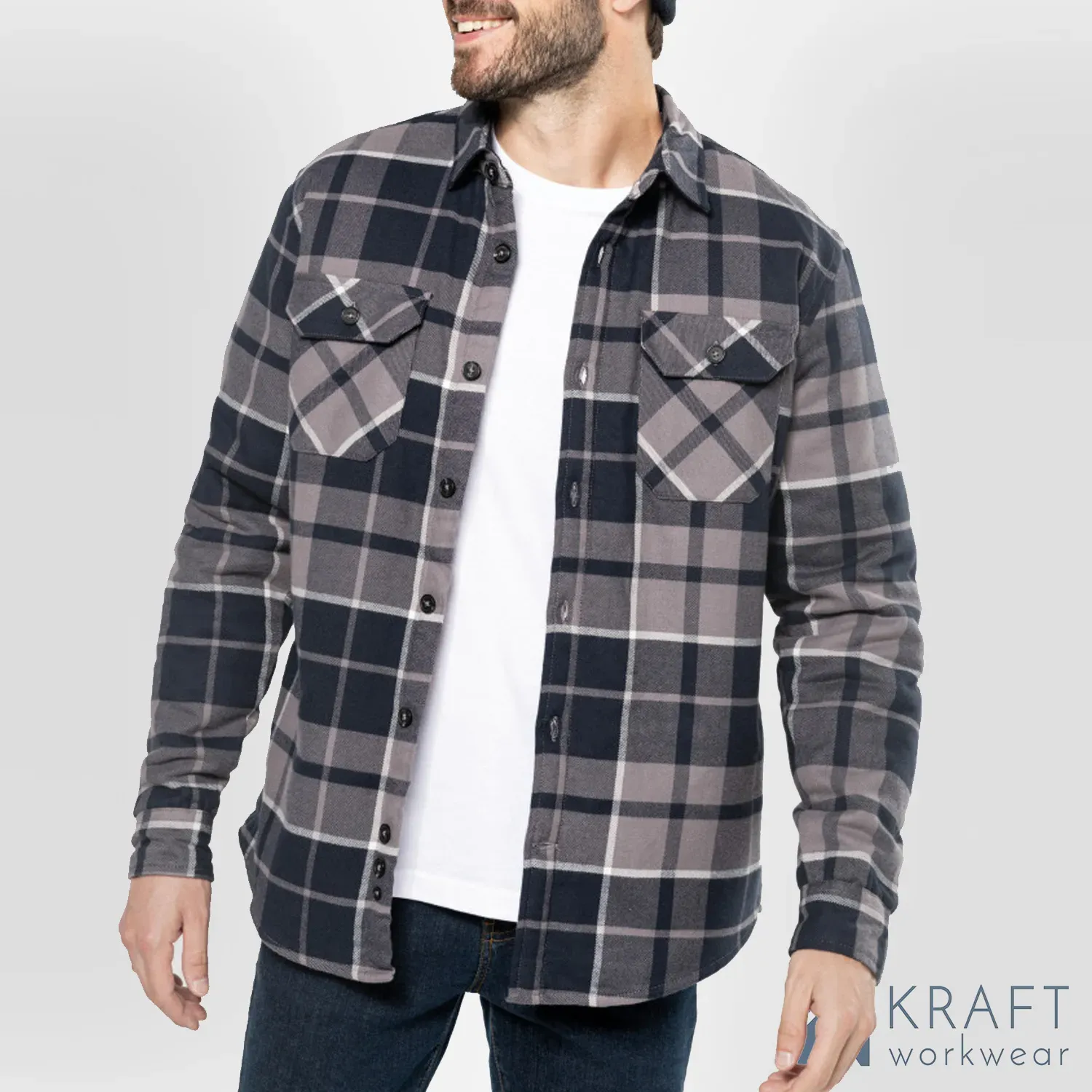 Chemise de travail à carreaux doublée Sherpa