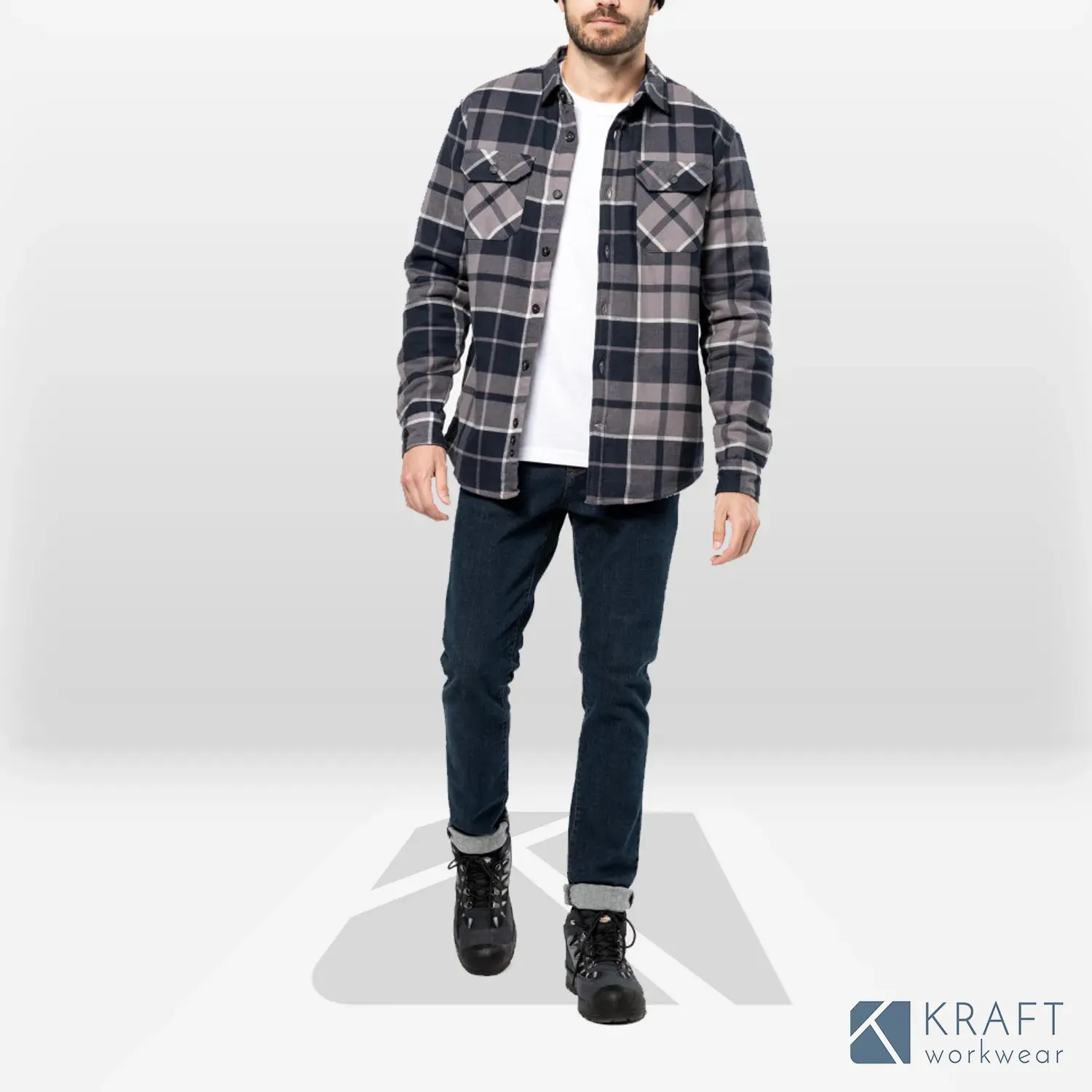 Chemise de travail à carreaux doublée Sherpa