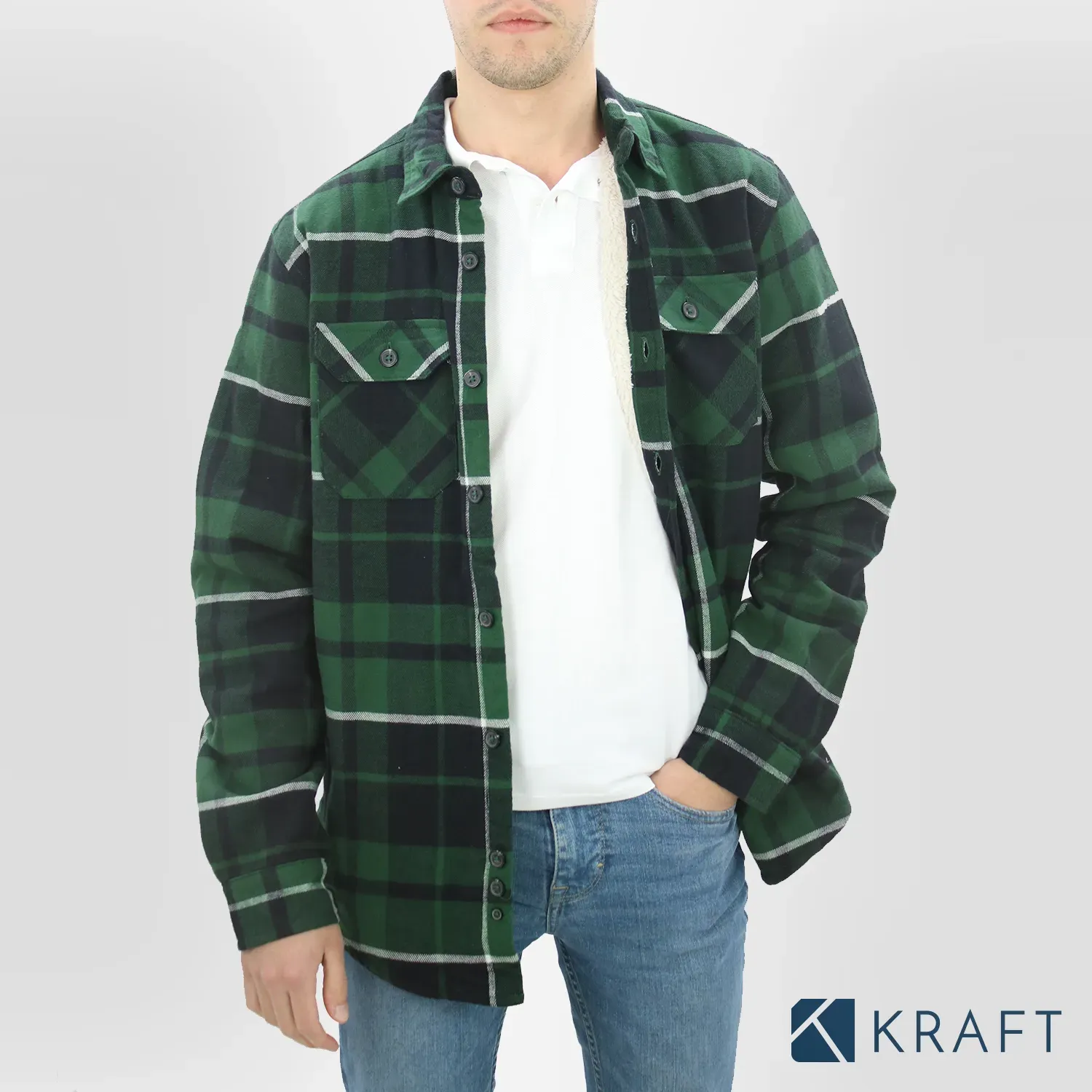 Chemise de travail à carreaux doublée Sherpa