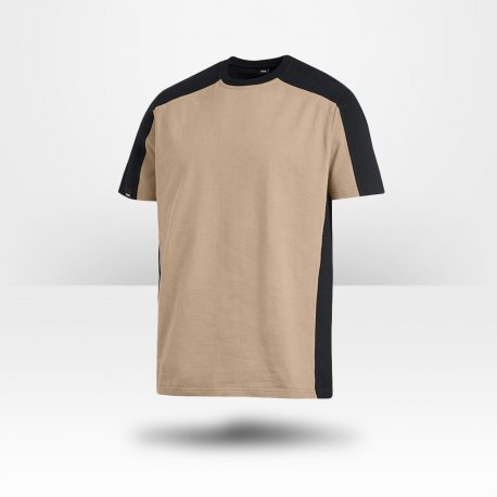 T-shirt bicolore FHB 100% coton Marc beige