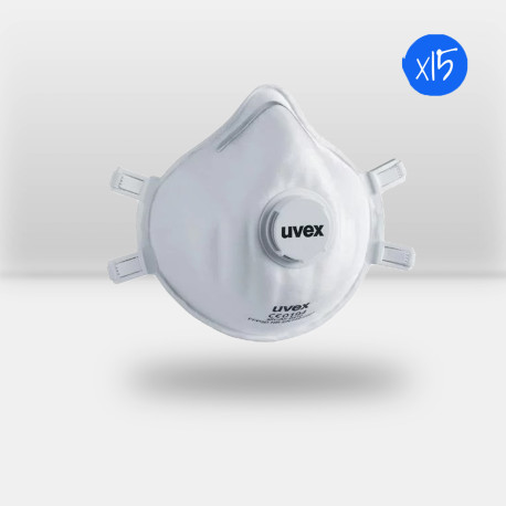 Lot de 15 masques respiratoires avec soupape Uvex FFP3