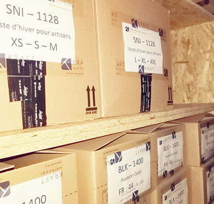 stock depot rangement produits chez kraft workwear