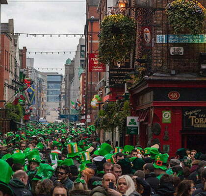 le quartier du temple bar lors de la saint patrick