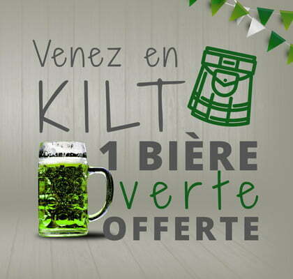 une biere offerte si vous venez en kilt a la cervoiserie