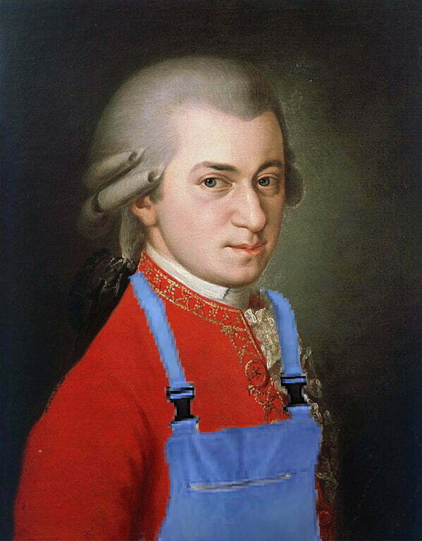 Mozart en salopette bleu